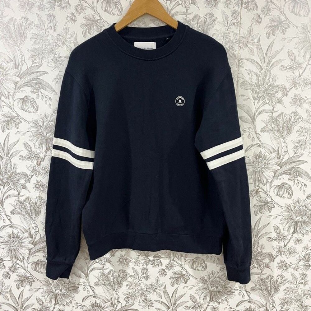 The Kooples Sport Sweatshirt Size Med Navy Crewneck Logo Pullover Casual Cotton